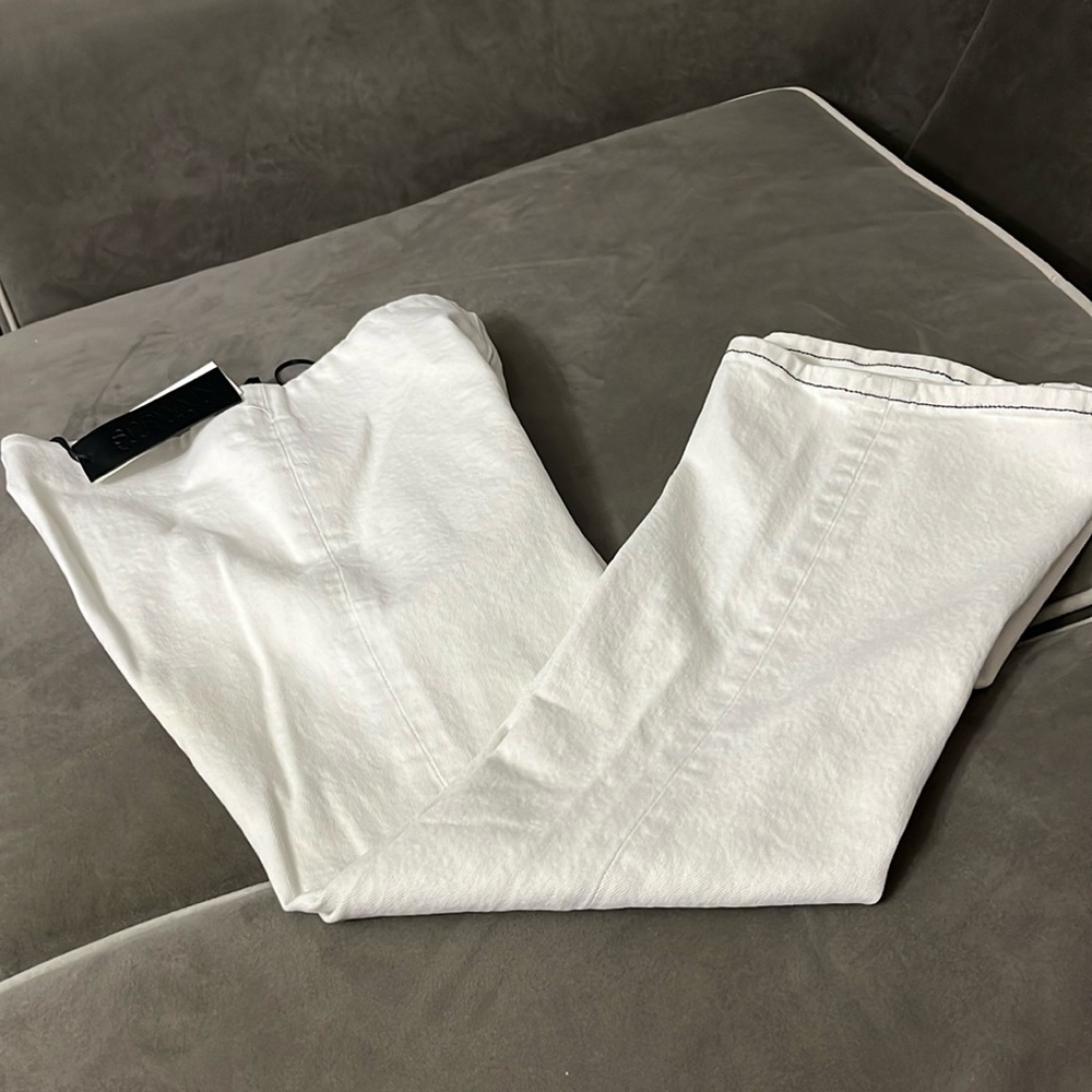 SPRWMN Los Angeles earhart crop flare legging xscreme side zipper elastic waistt